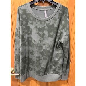 MONDETTA Women Camo Sweatshirt Green Long Sleeve Crewneck Pullover Size M